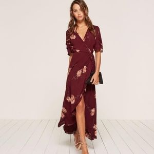 NWT Reformation Lottie Auburn Floral Wrap Dress S
